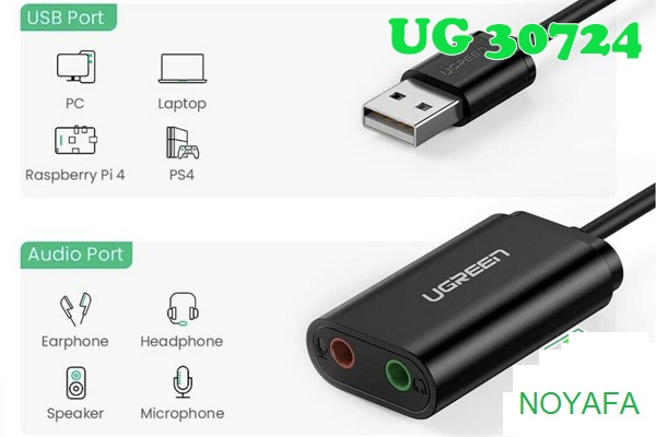 Cáp USB Sound 3.5mm Có Volume UGREEN 40964